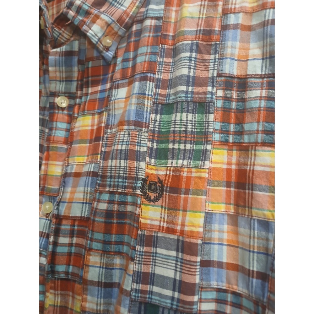 Vintage Chaps Ralph Lauren Madras Plaid Patchwork Shirt Men's XL Button Up - Picture 2 of 7